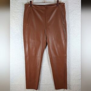 356-Zara Chestnut Faux Leather Trousers